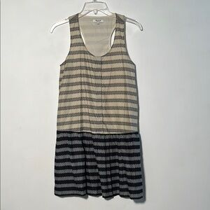 MADEWELL 100% Cotton Drop Waist Racer Back Floral Stripe Boho Festival Dress XS
